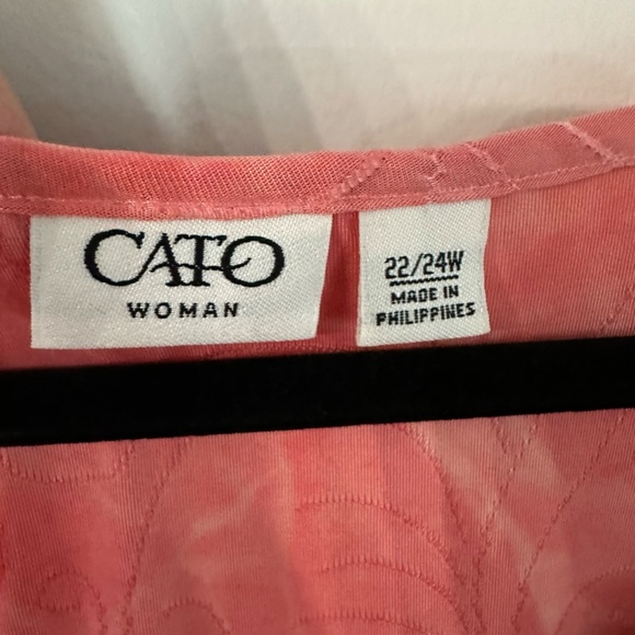 Cato Woman Salmon Pink Detailed 3/4 Sleeve Rounded Neck Blouse Sz 22/24W GUC - Picture 4 of 8